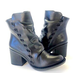Born Toni Bootie Women Black Leather Slouchy Boots Size 6.5